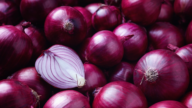 red onions cut in half