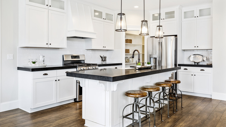 black and white kitchen