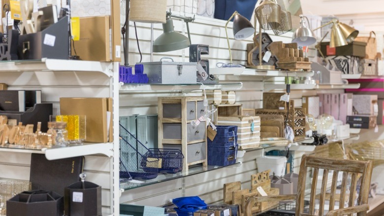 Shelves with inventory in HomeGoods store