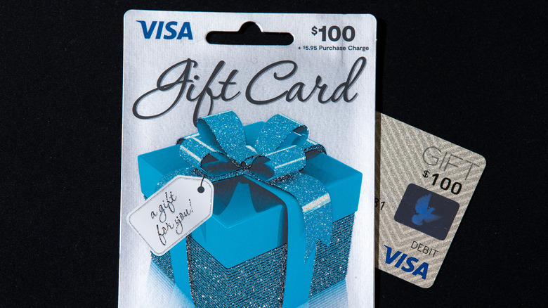 visa gift card with present