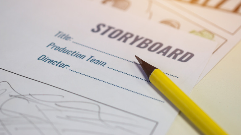 production storyboard card and pen