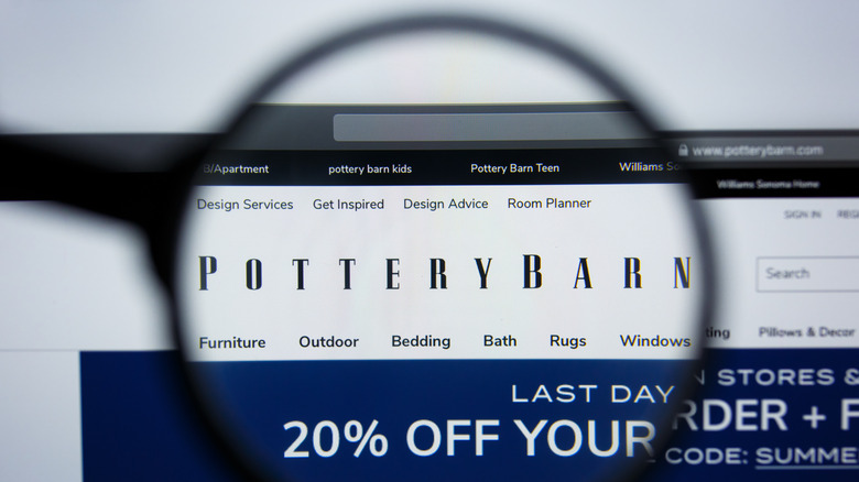 Pottery Barn website magnified