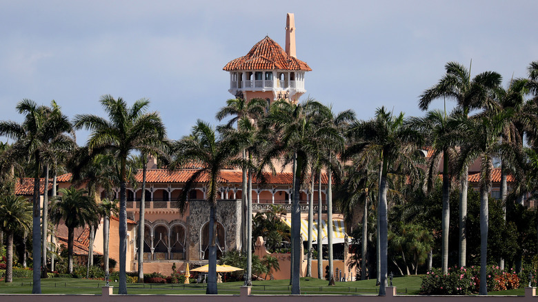 Palm trees in front of the Mar-a-Lago