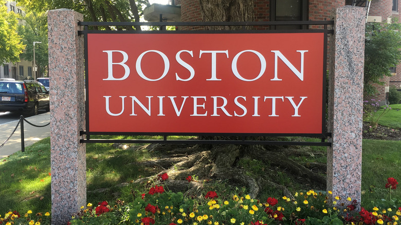 Boston University sign on campus