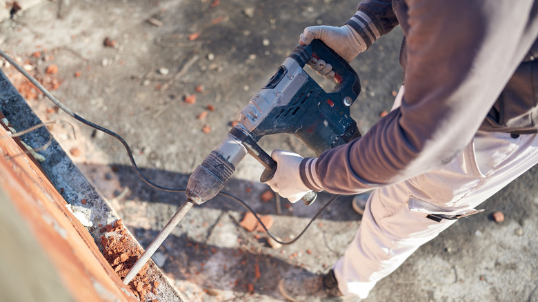 intensive labor at construction site