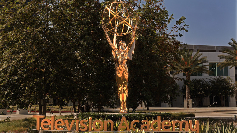 Emmy Award statue and trees