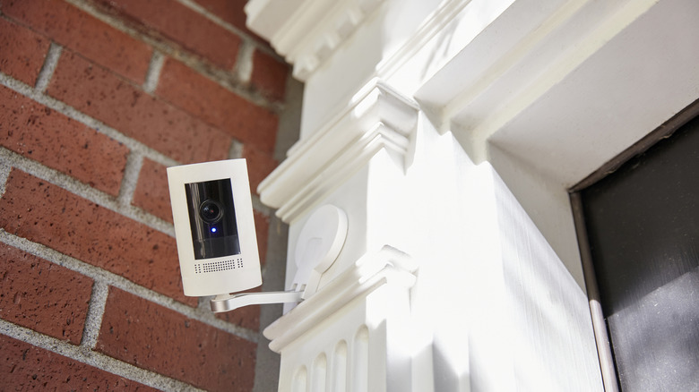 Smart home security device near front door