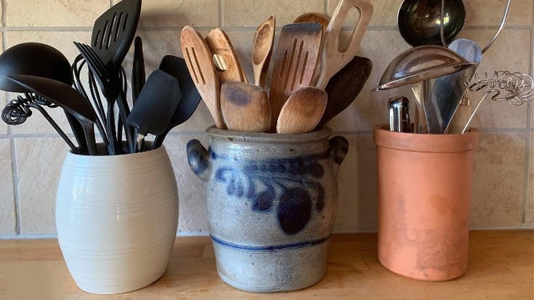 Utensils in jugs