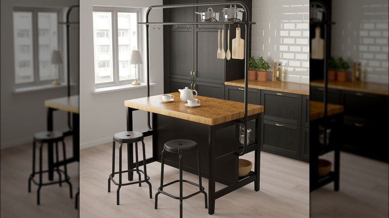 IKEA kitchen island and stools 