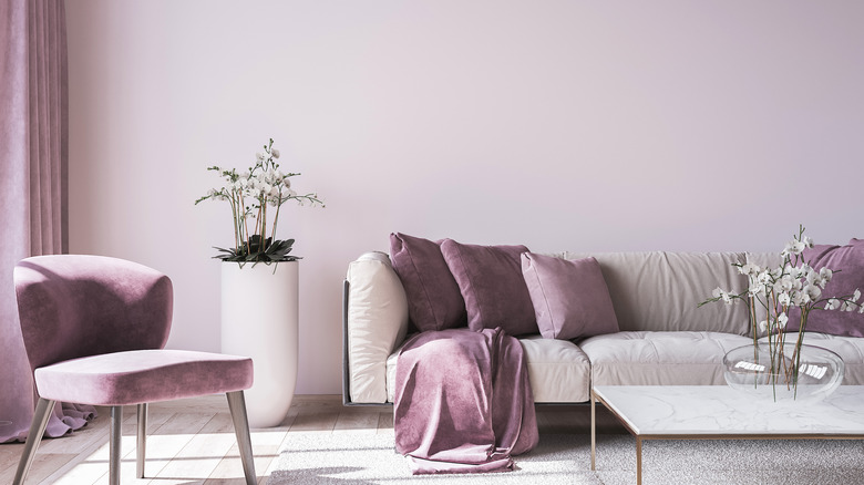 mauve and white modern interior