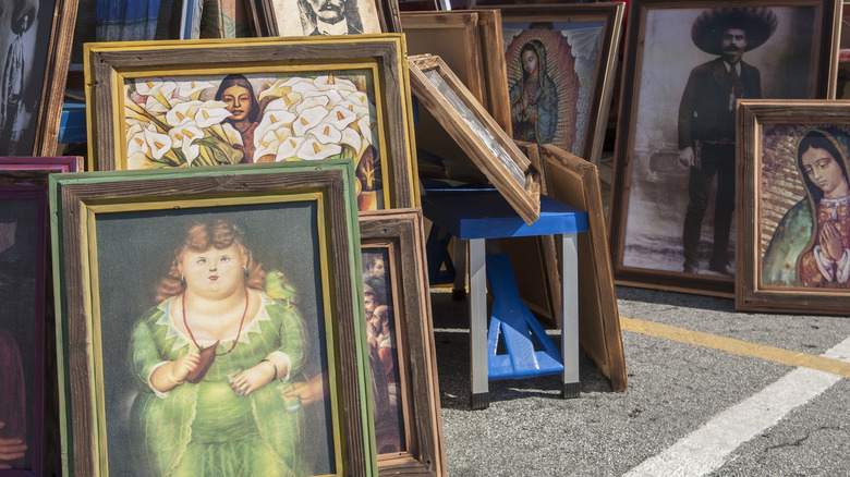 vintage art at flea market