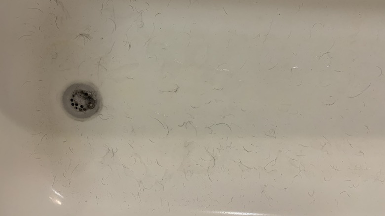 Hair in bathtub 