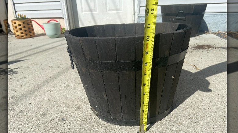 Measuring large pot with tape