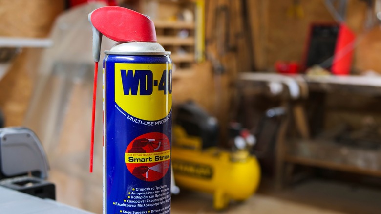 Can of WD-40 in workshop