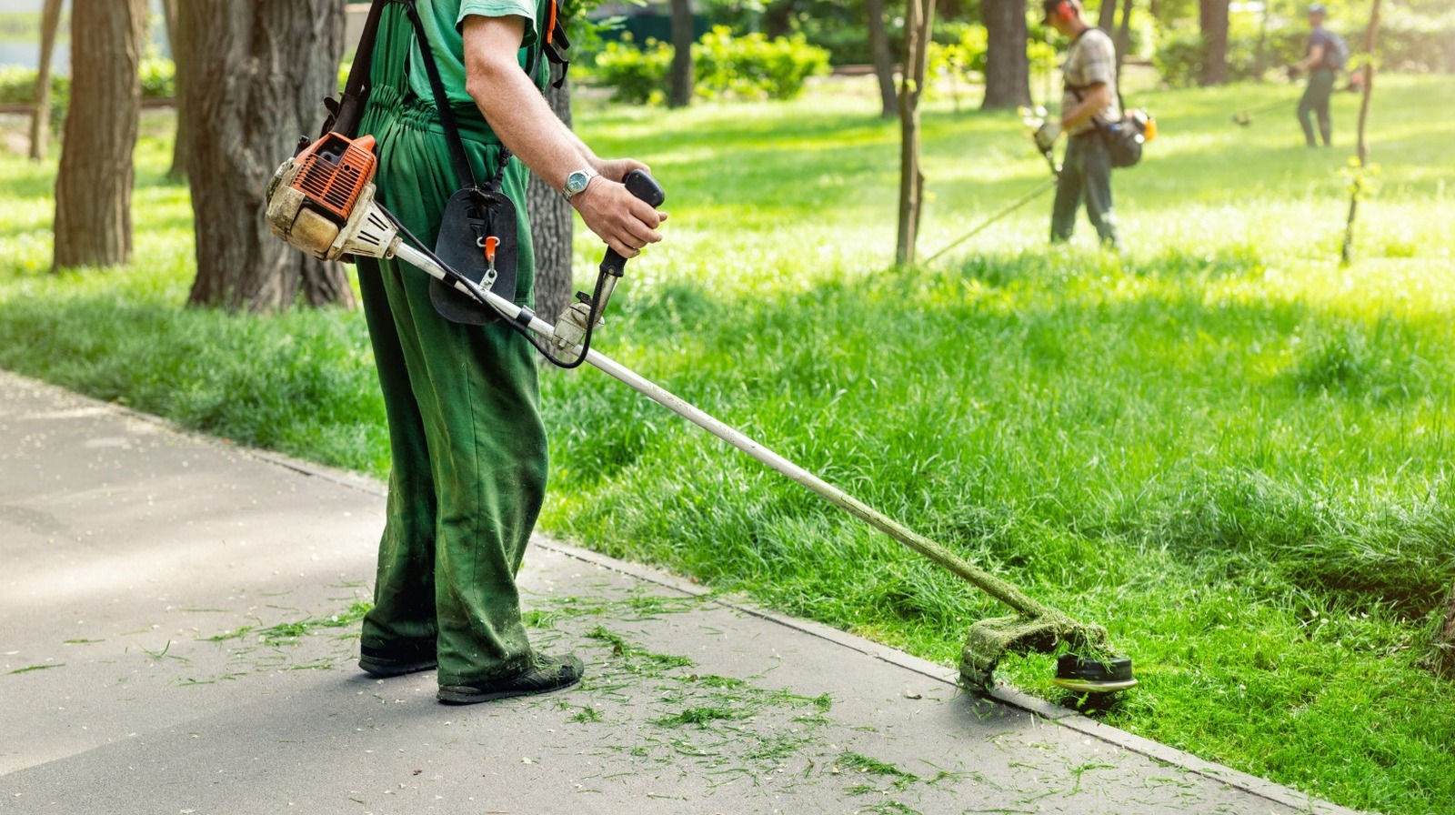 Using weed wacker discount to mow lawn