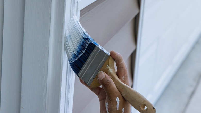 hand painting window trim white