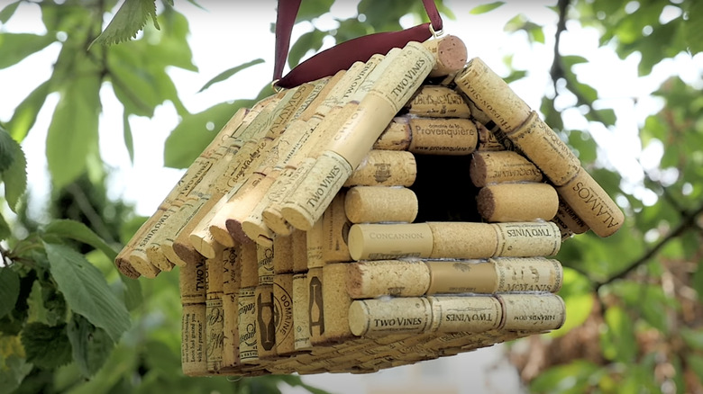 birdhouse made of wine corks