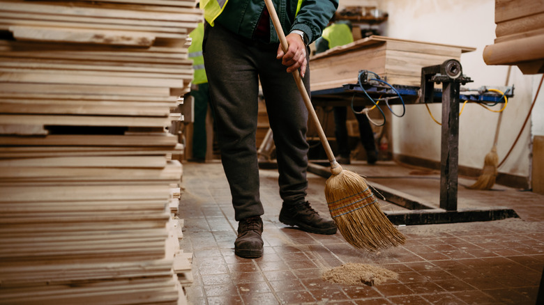 Carpenter cleaning workshop