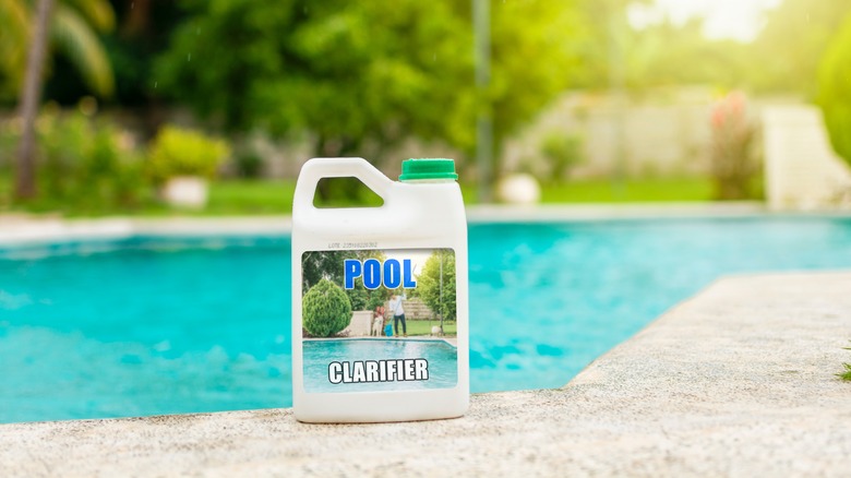 Bottle of pool clarifier