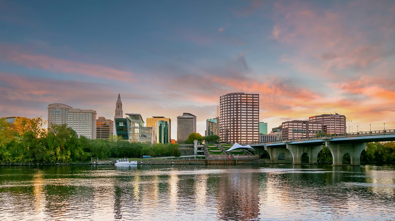 connecticut river and buildings