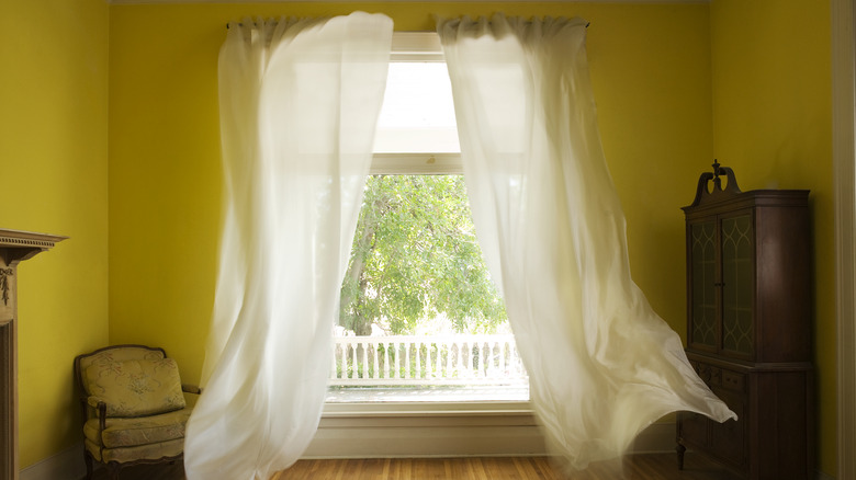 billowing linen curtains