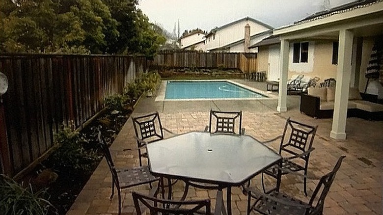 Backyard patio with pool 