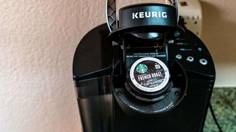 Keurig with handle lifted