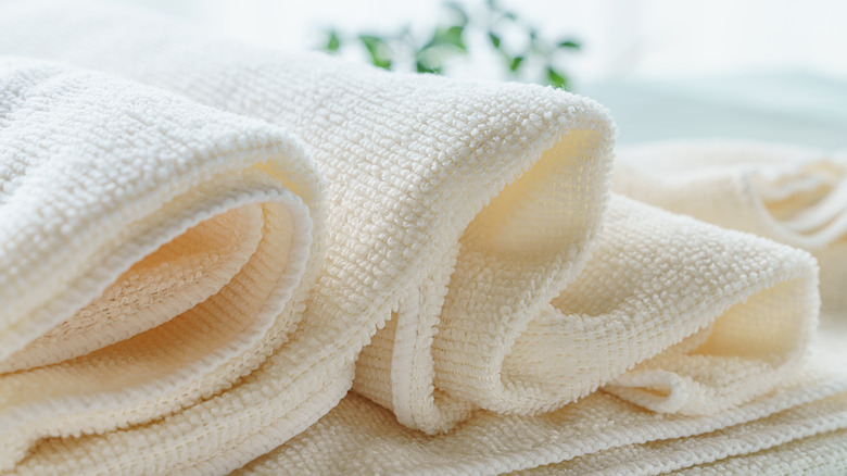 white fluffy towels