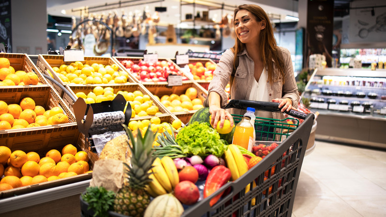 Woman grocery shopping