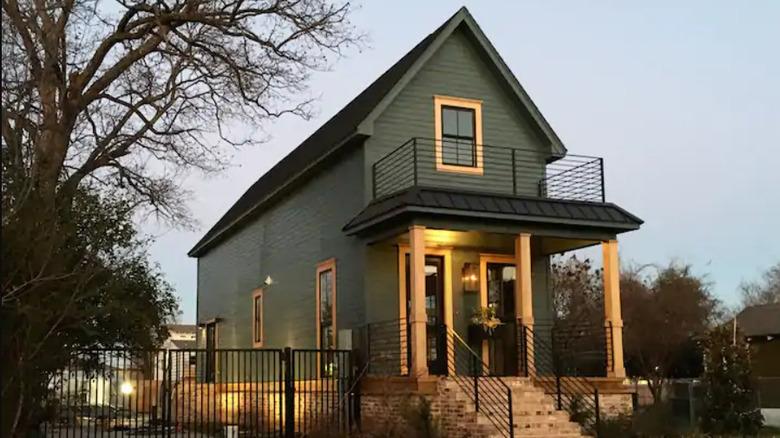 Tall blue shotgun house