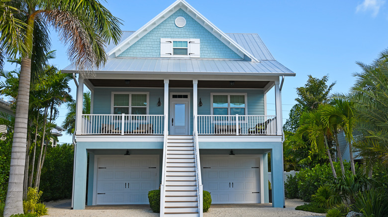 Blue house with white shutters