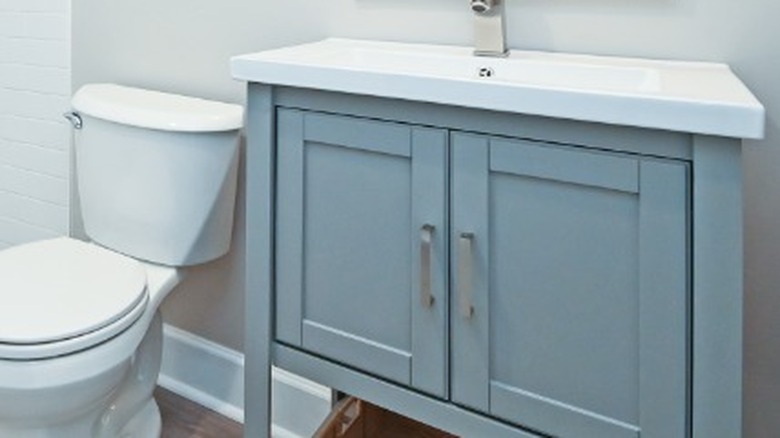 Light blue bathroom vanity 