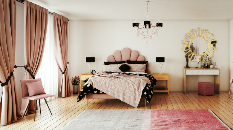 blush pink curtains bedroom