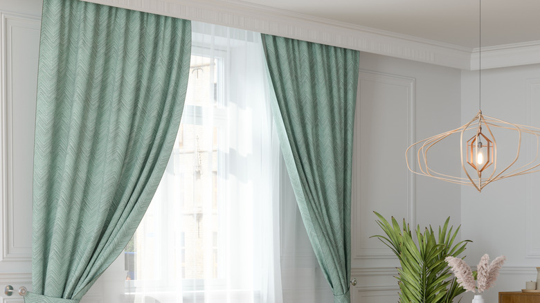 Pale green curtains 