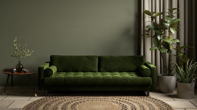 olive green couch