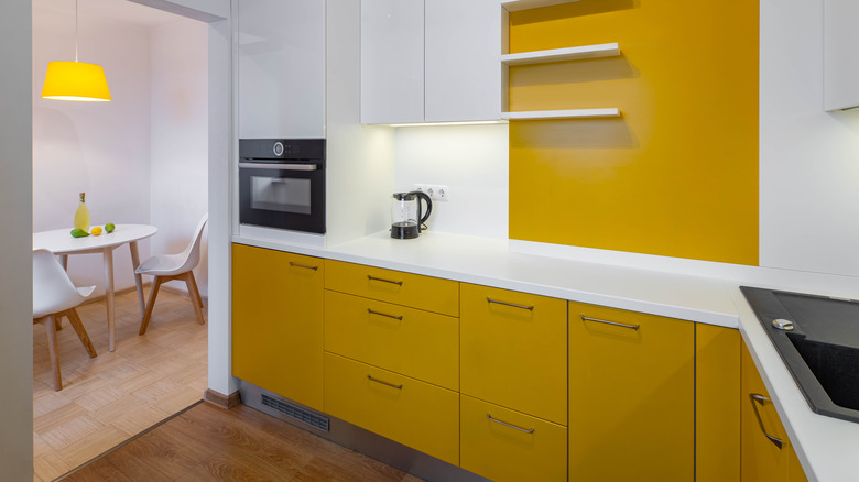 modern yellow kitchen cabinets