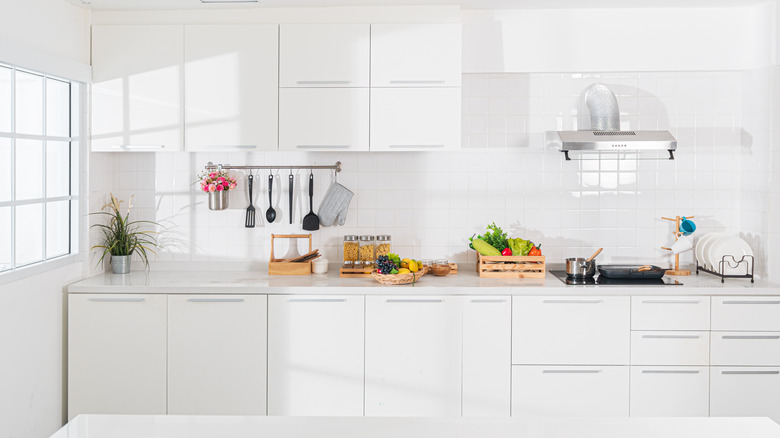 white glossy kitchen cabinets 