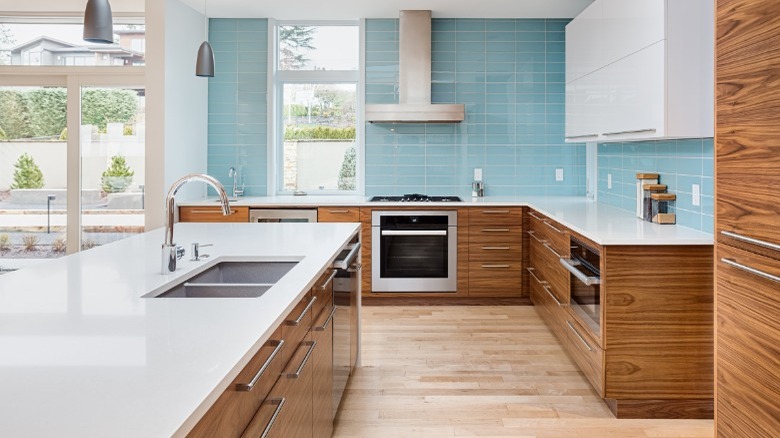 Faux wood kitchen floor tile 