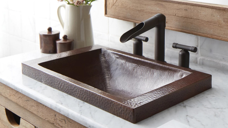 vintage style copper sink and faucet