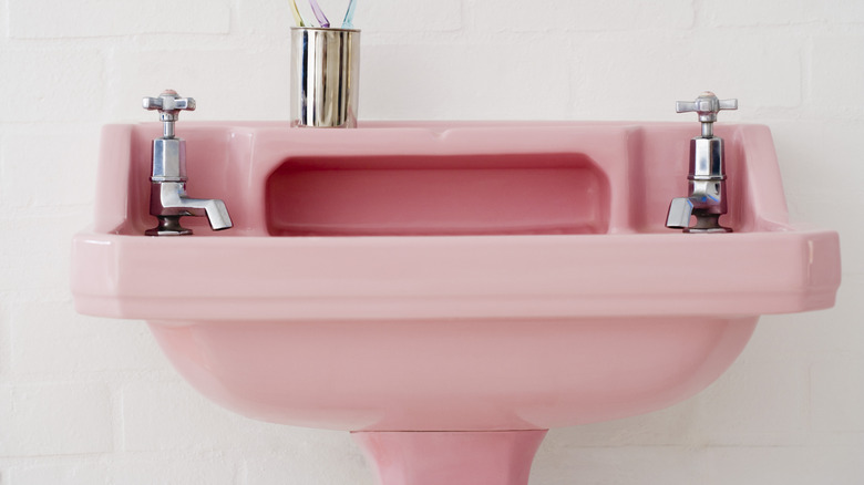 vintage pink bathroom sink