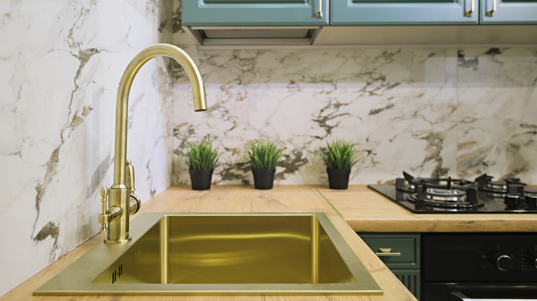 gold sink and faucet