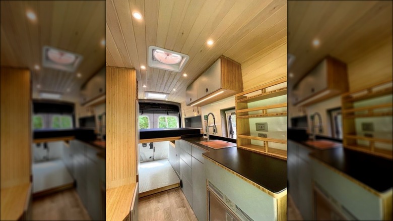 Paper composite countertop in camper