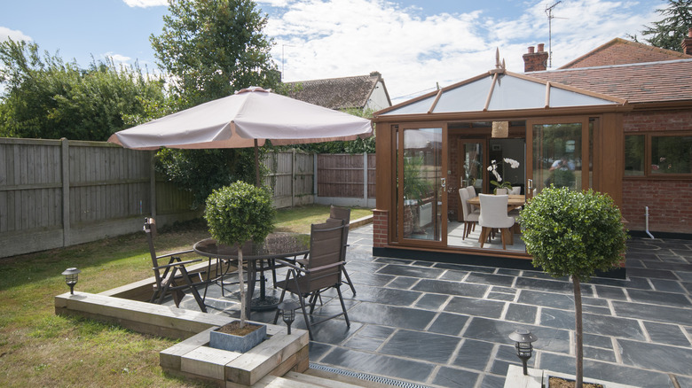 patio with windows