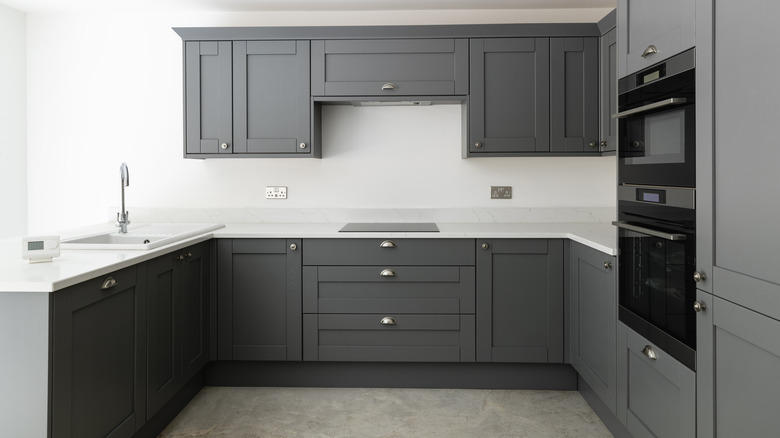 gray cabinets in kitchen