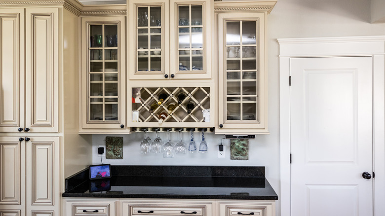 kitchen with off-white cabinets