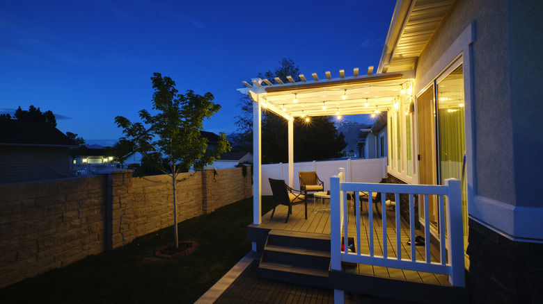 porch lights at night