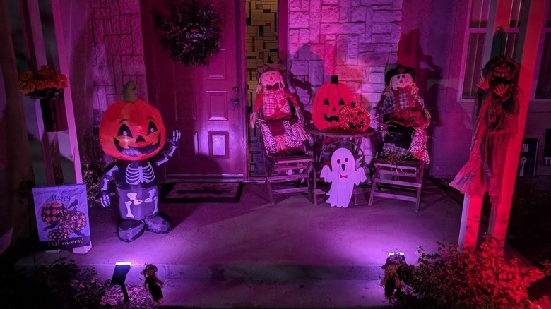 purple-illuminated Halloween display