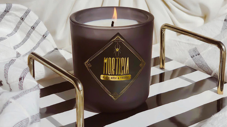 Morticia-inspired candle