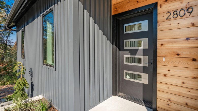 Front door with horizontal windows