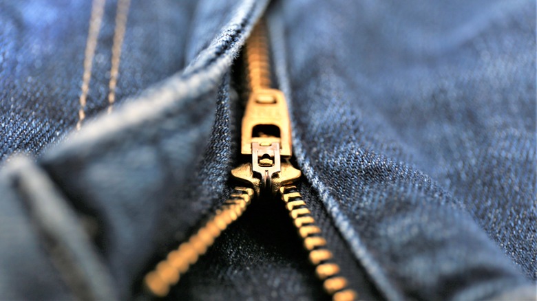 open zipper on jeans